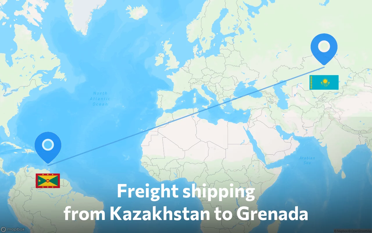 Shipping route from Kazakhstan to Grenada