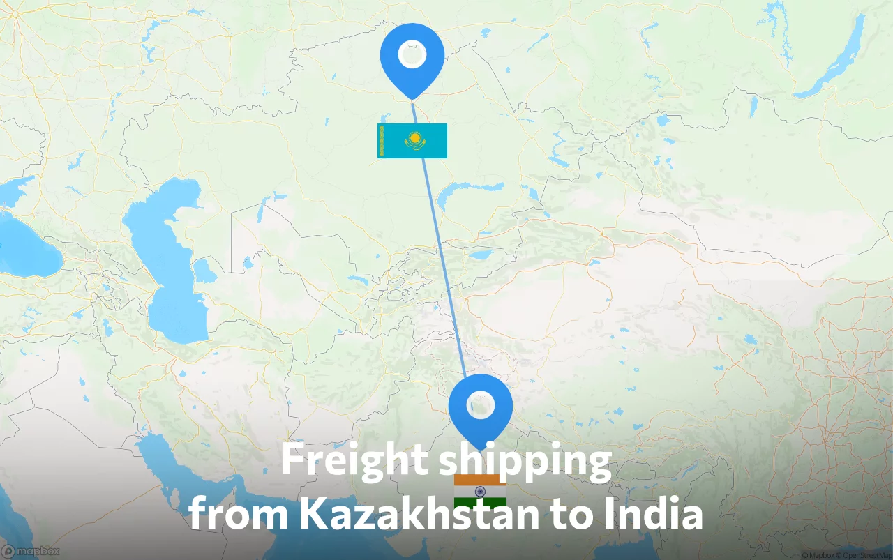 Shipping route from Kazakhstan to India