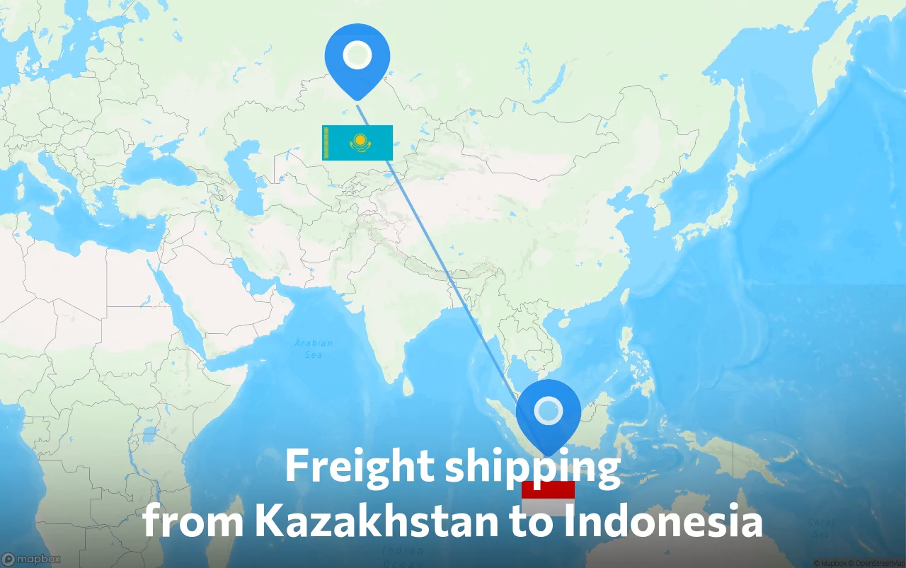 Shipping route from Kazakhstan to Indonesia