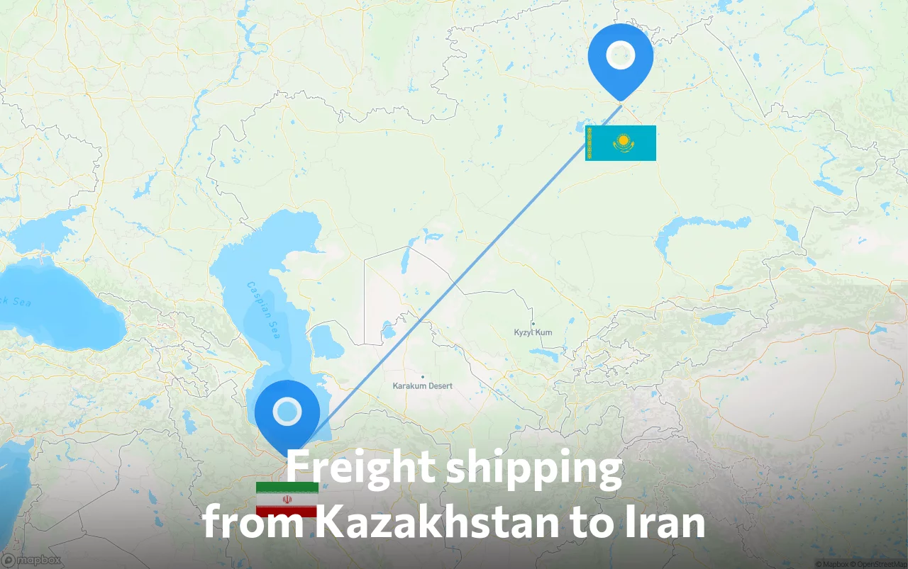 Shipping route from Kazakhstan to Iran