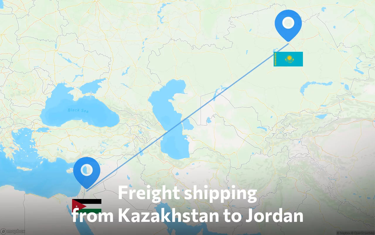 Shipping route from Kazakhstan to Jordan