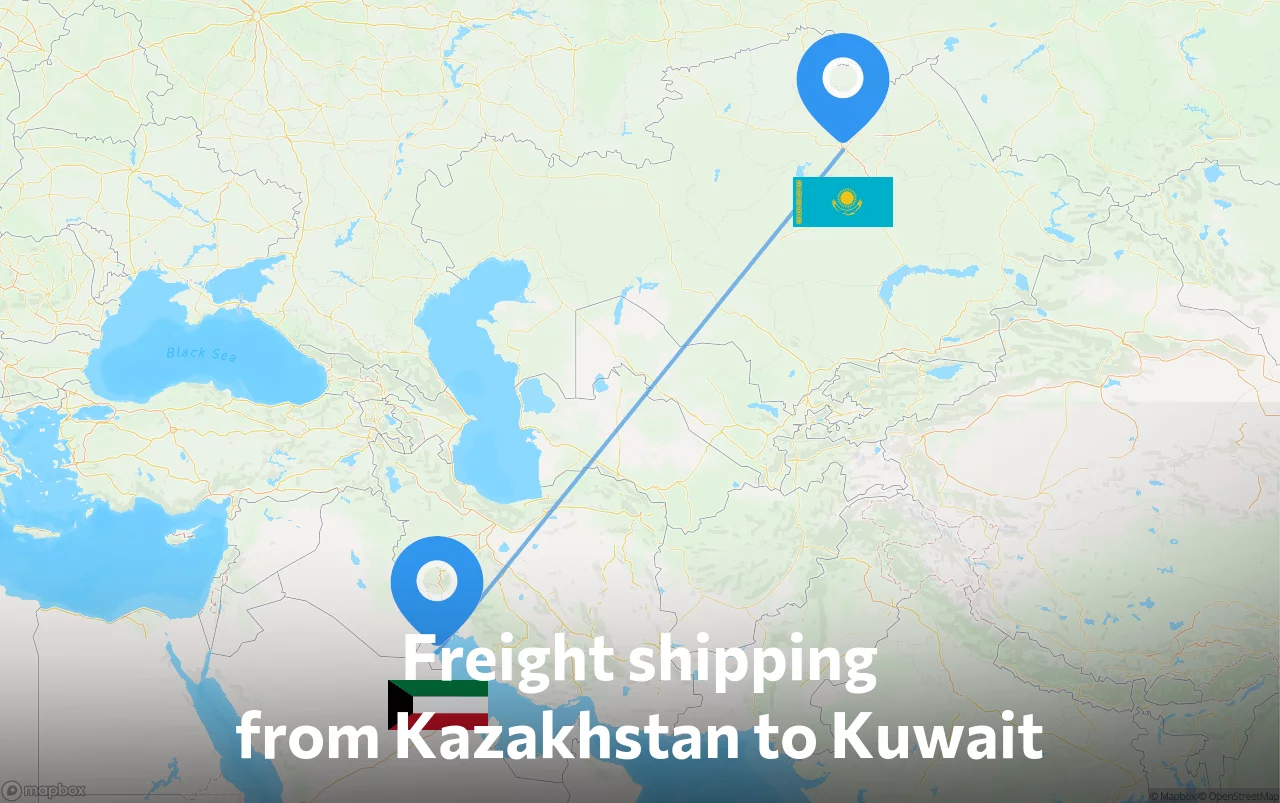 Shipping route from Kazakhstan to Kuwait