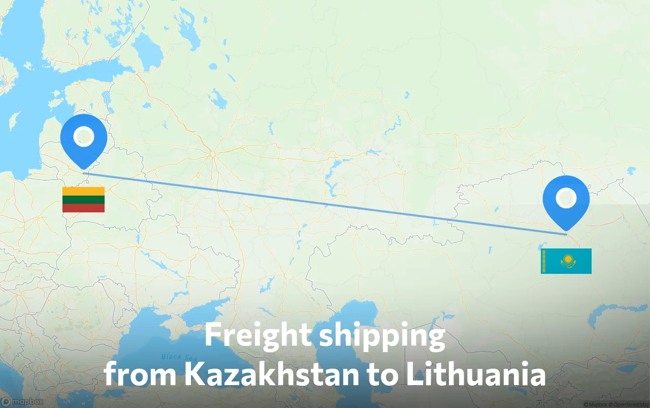 Shipping route from Kazakhstan to Lithuania