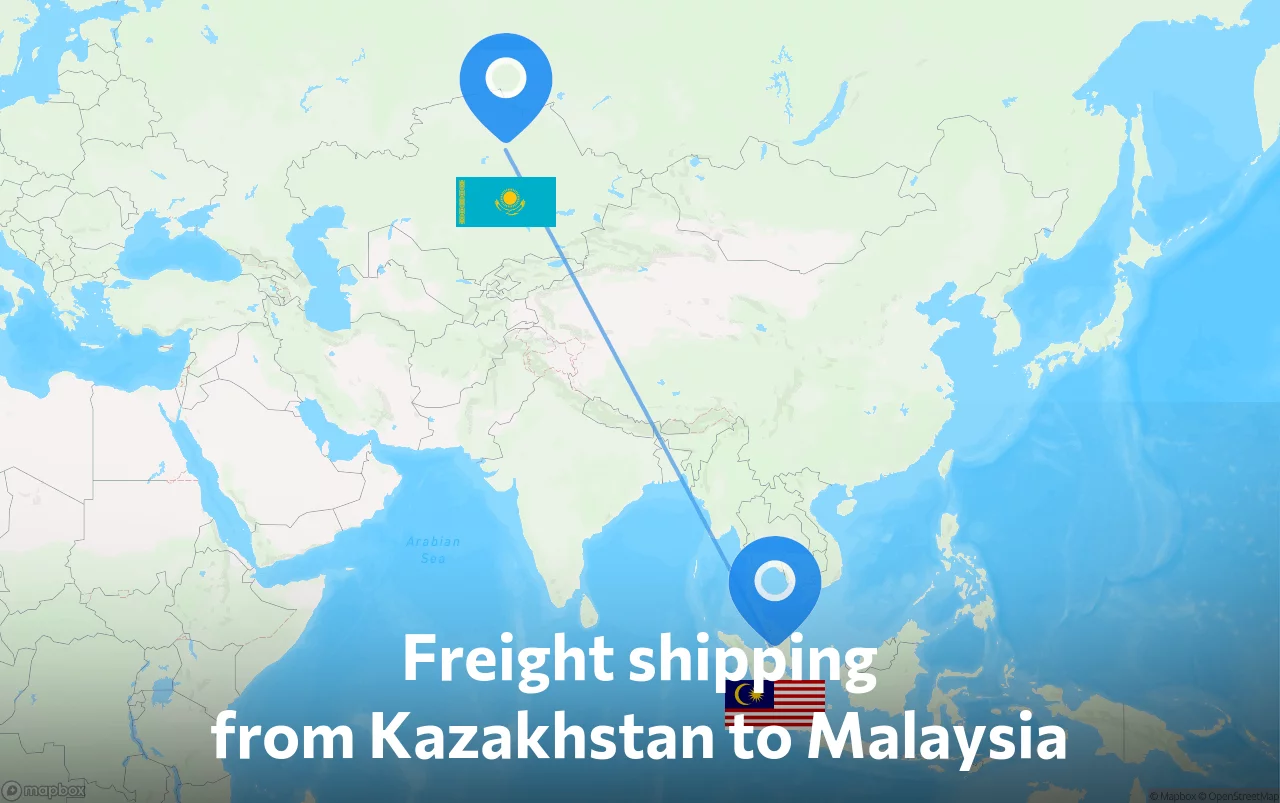 Shipping route from Kazakhstan to Malaysia