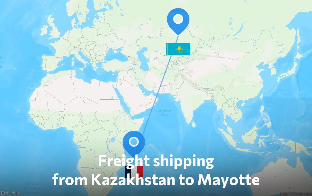 Shipping route from Kazakhstan to Mayotte