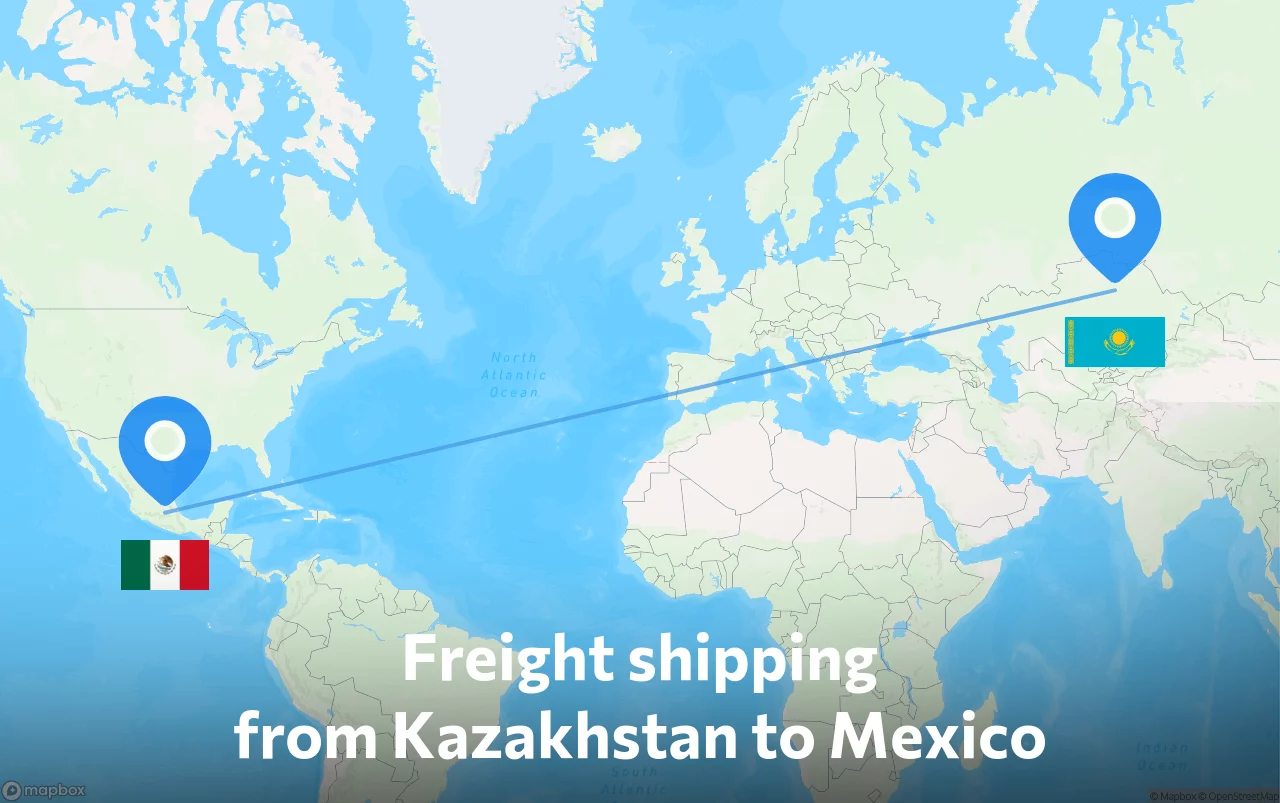 Shipping route from Kazakhstan to Mexico