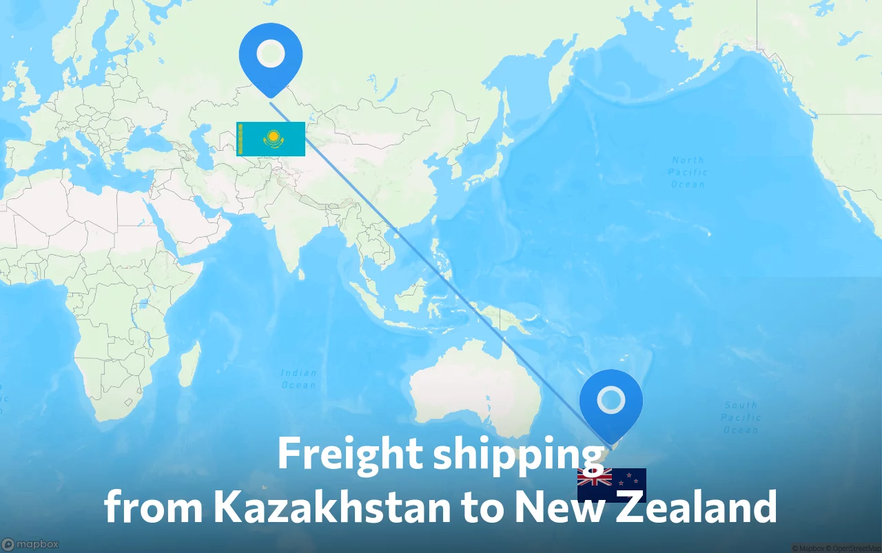 Shipping route from Kazakhstan to New Zealand