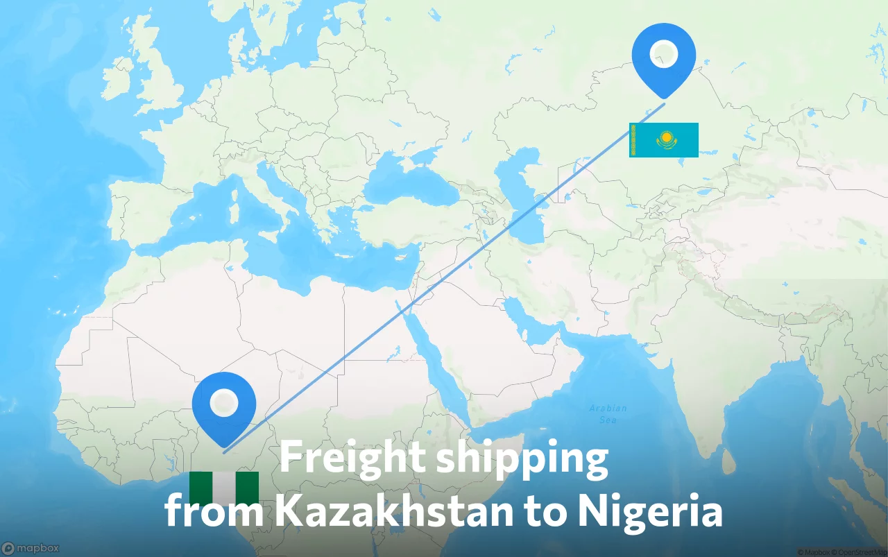 Shipping route from Kazakhstan to Nigeria
