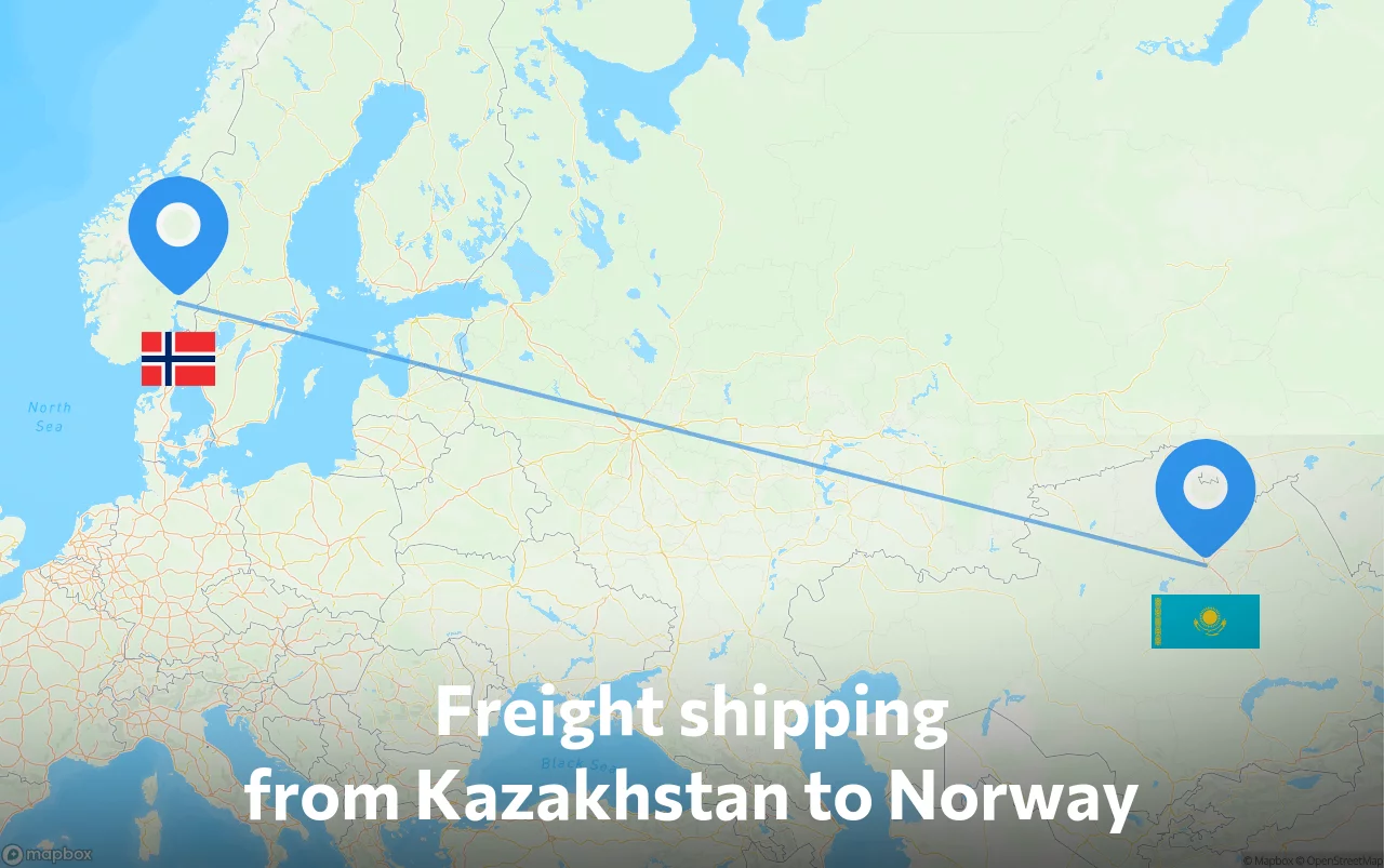 Shipping route from Kazakhstan to Norway