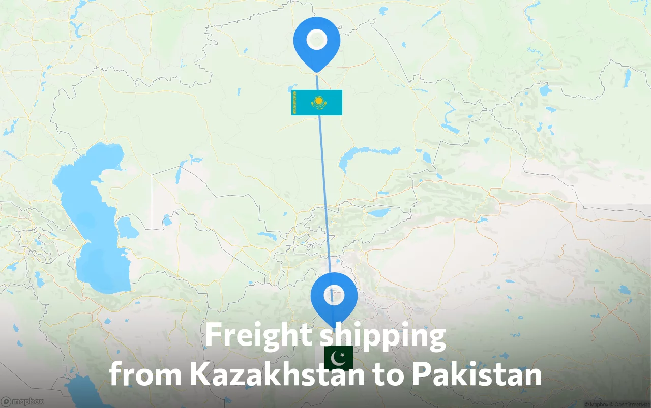 Shipping route from Kazakhstan to Pakistan