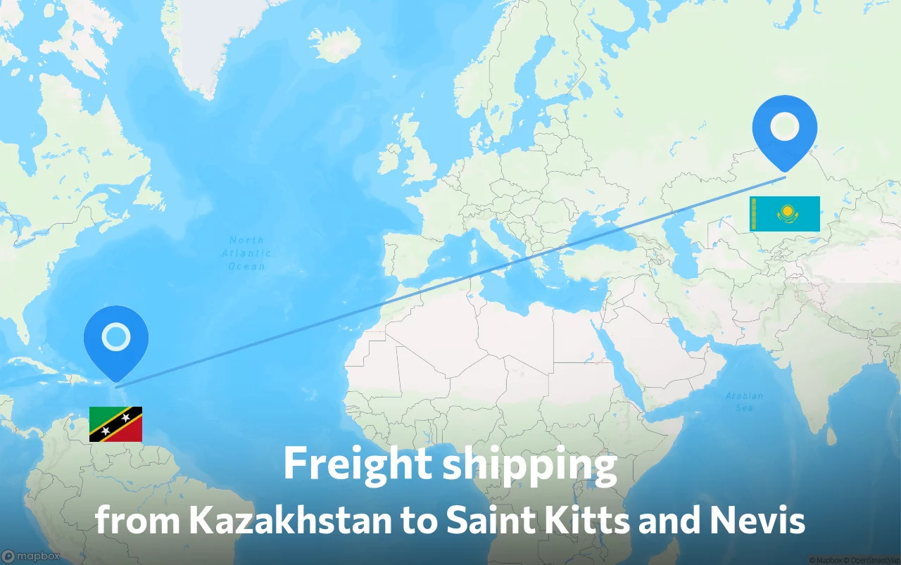 Shipping route from Kazakhstan to Saint Kitts and Nevis