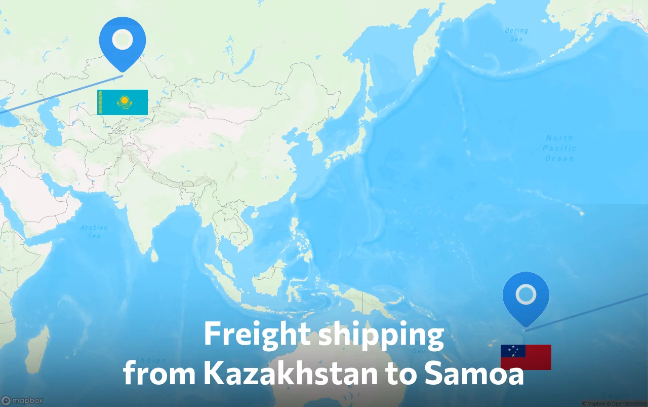 Shipping route from Kazakhstan to Samoa