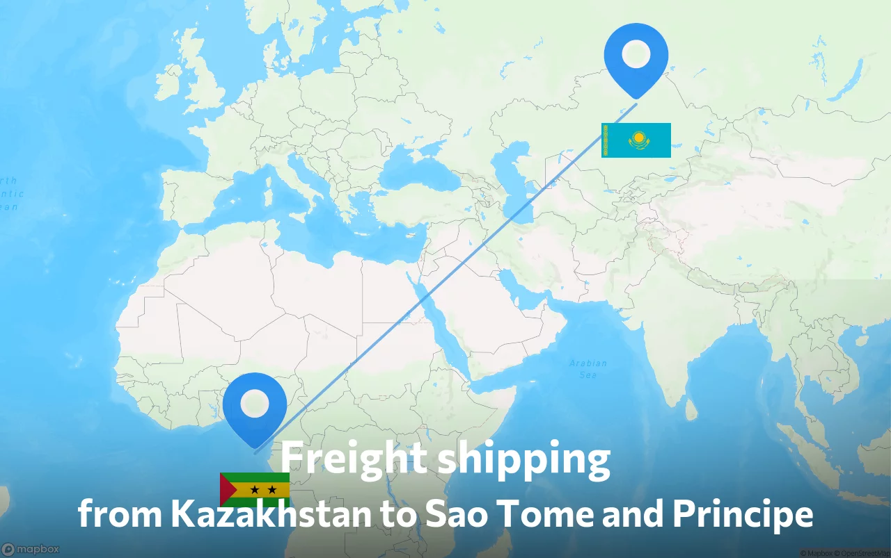 Shipping route from Kazakhstan to Sao Tome and Principe
