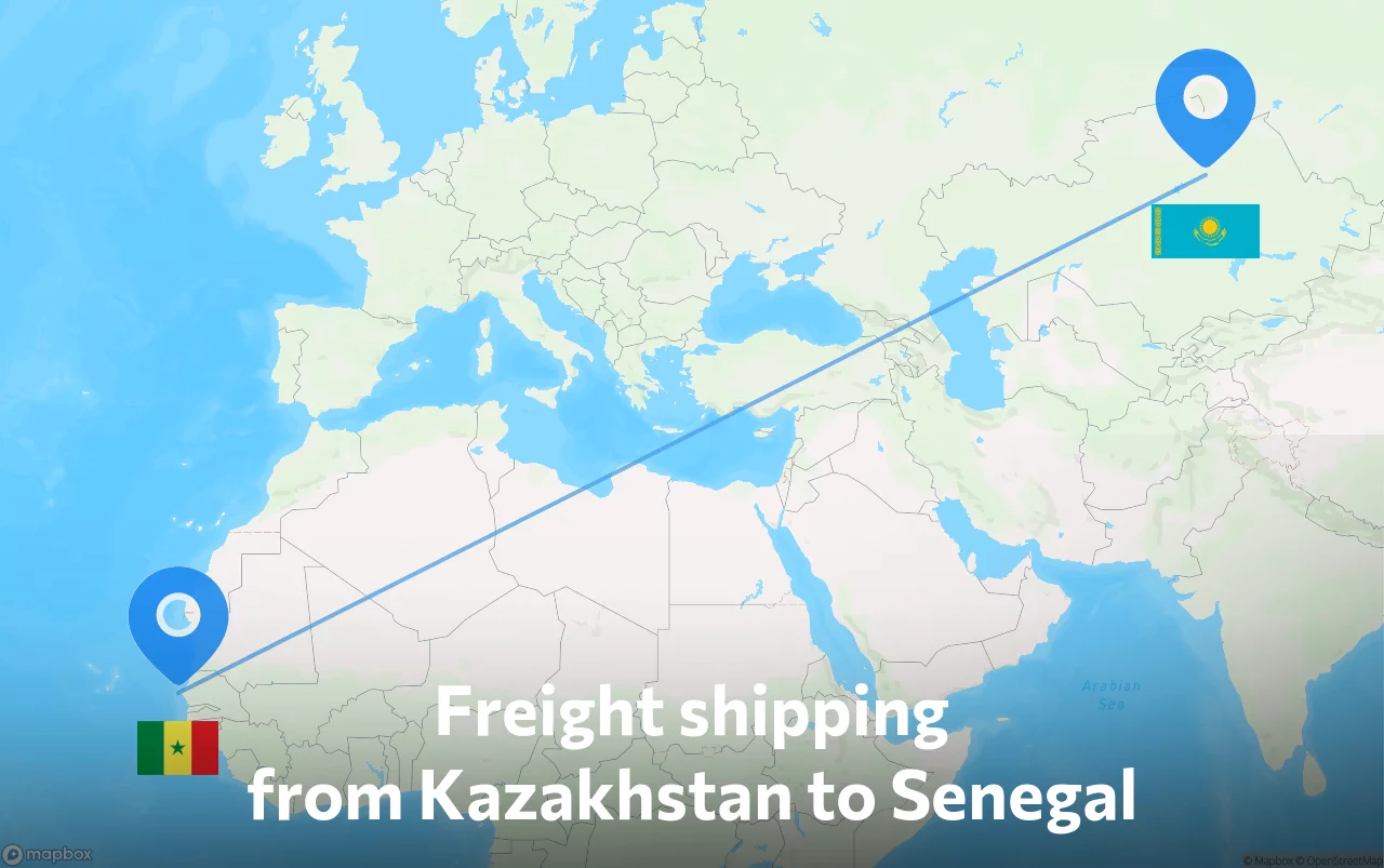 Shipping route from Kazakhstan to Senegal
