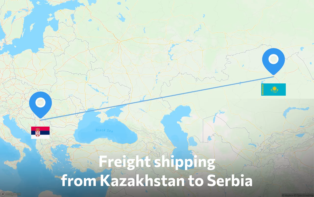 Shipping route from Kazakhstan to Serbia