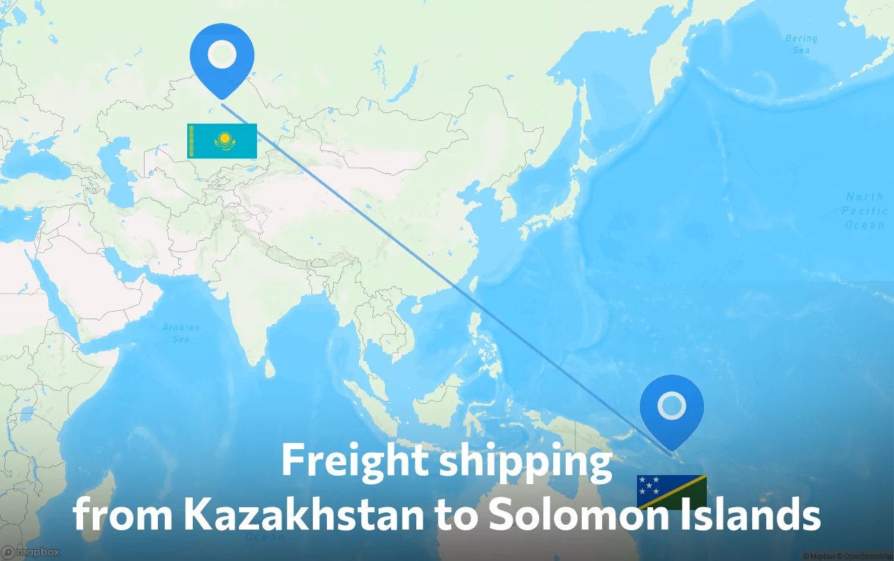 Shipping route from Kazakhstan to Solomon Islands