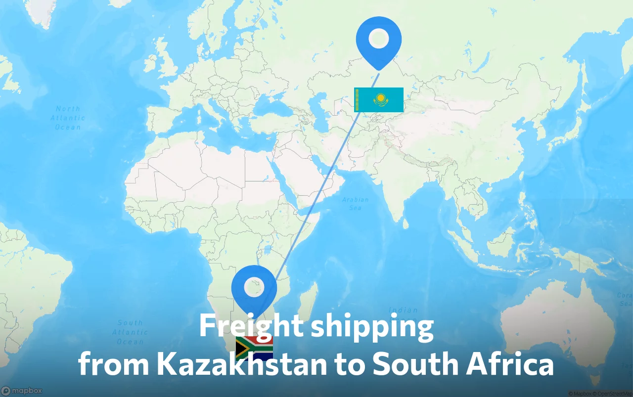 Shipping route from Kazakhstan to South Africa