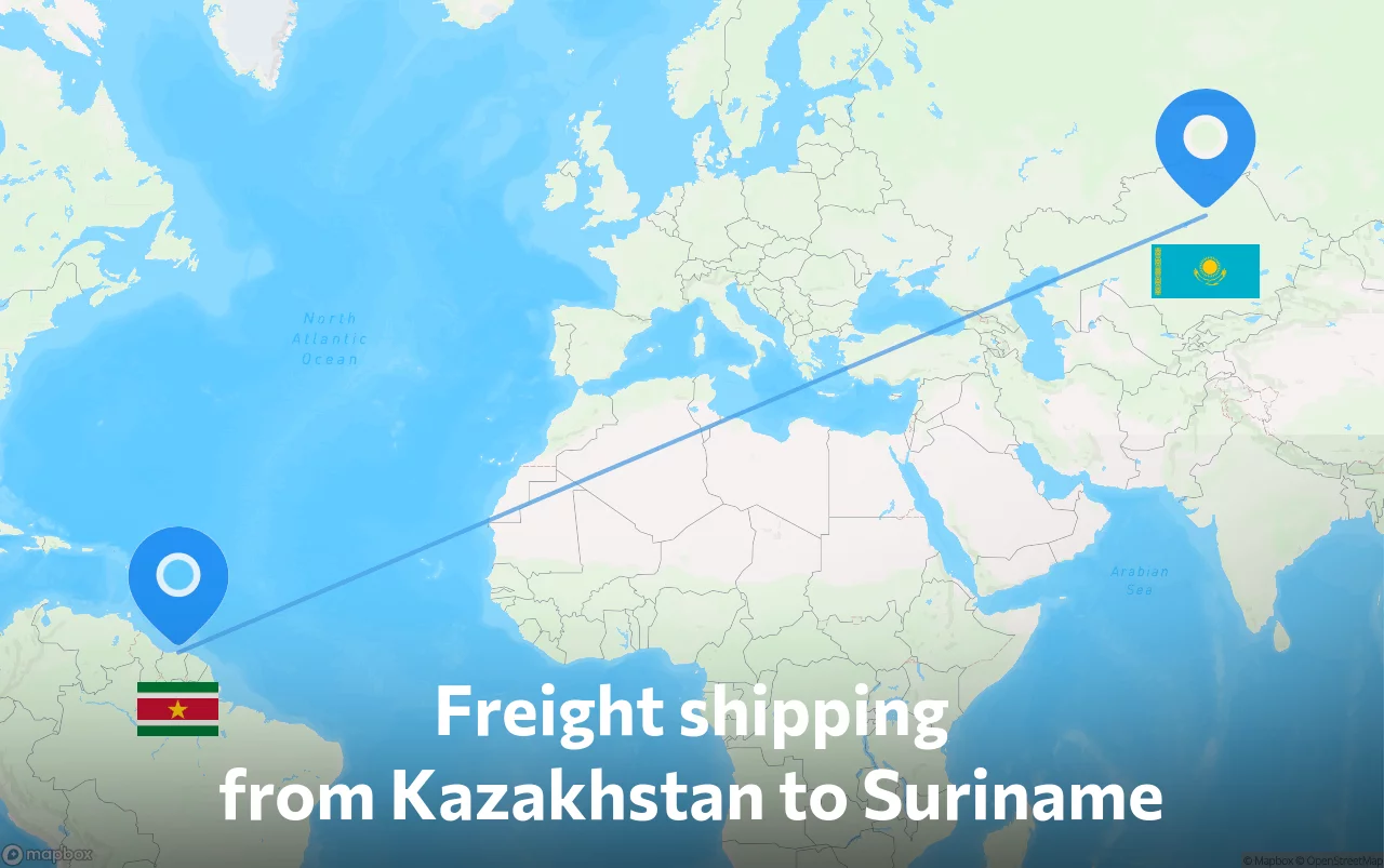 Shipping route from Kazakhstan to Suriname