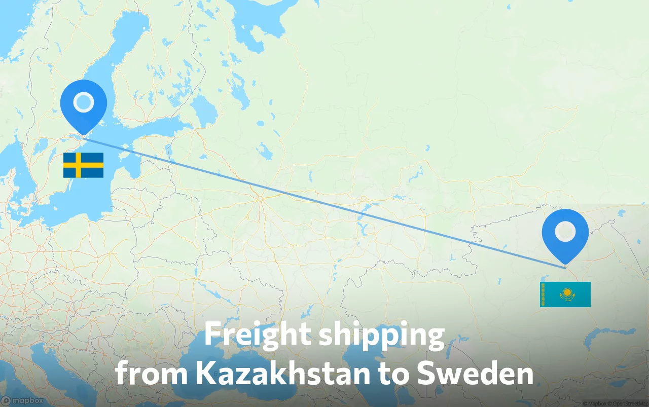 Shipping route from Kazakhstan to Sweden