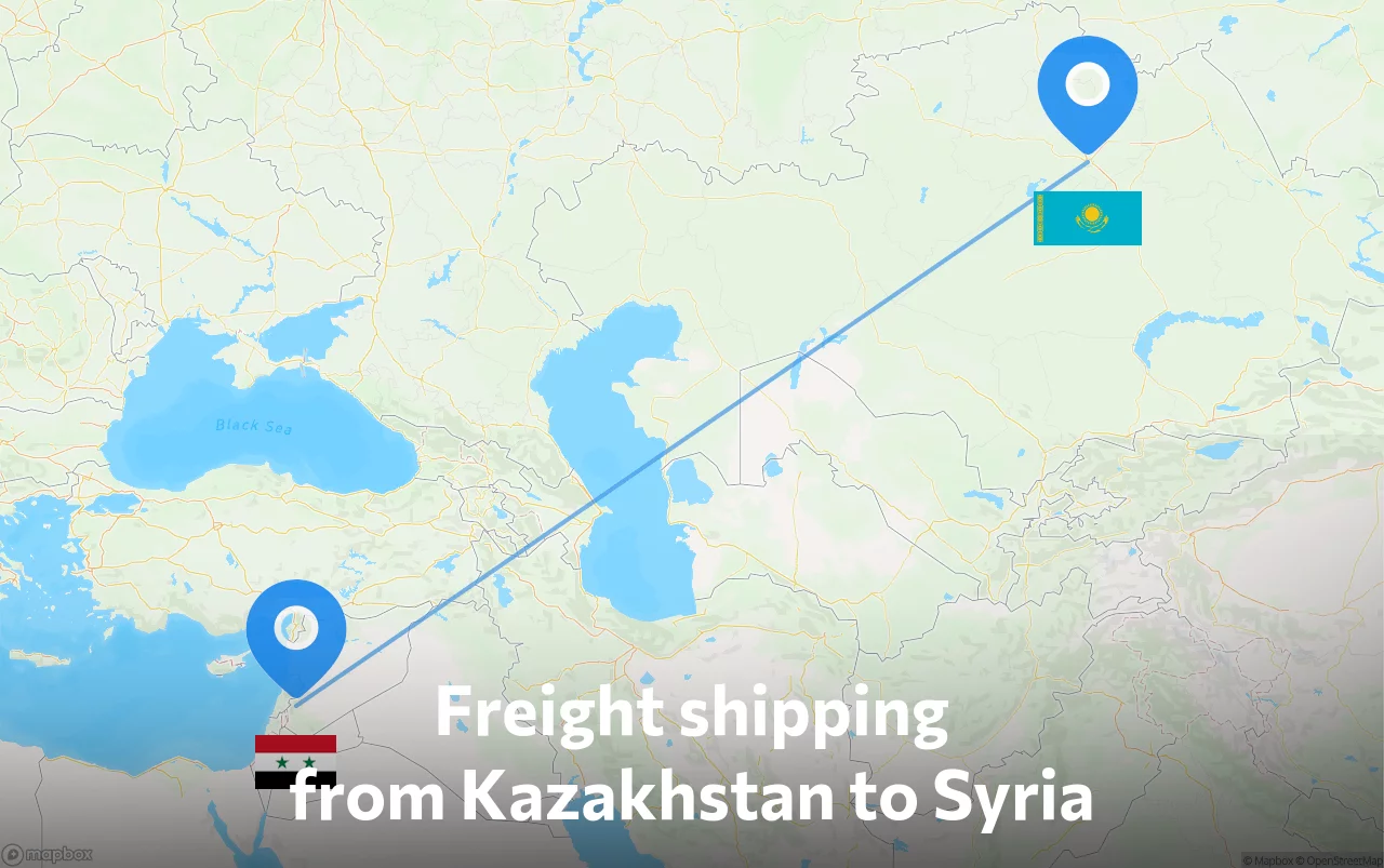 Shipping route from Kazakhstan to Syria