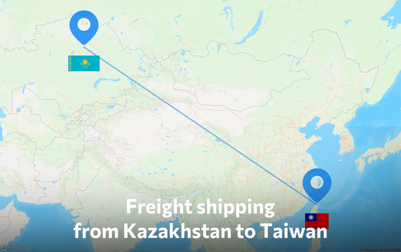 Shipping route from Kazakhstan to Taiwan