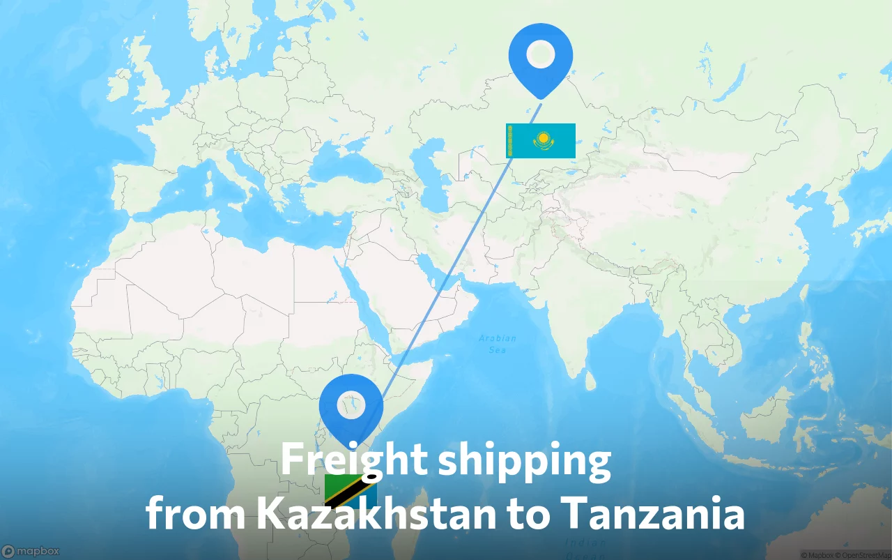 Shipping route from Kazakhstan to Tanzania
