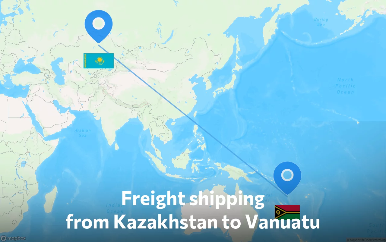 Shipping route from Kazakhstan to Vanuatu