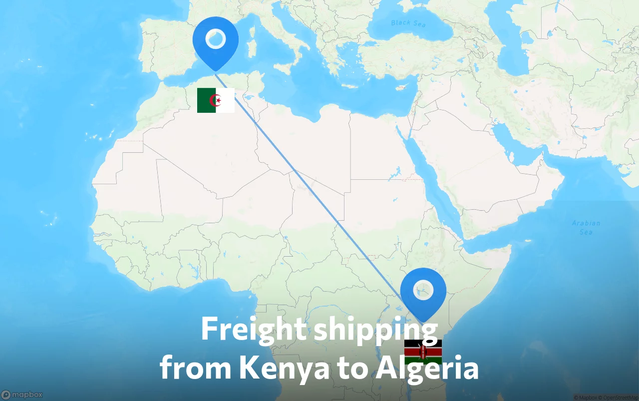 Shipping route from Kenya to Algeria