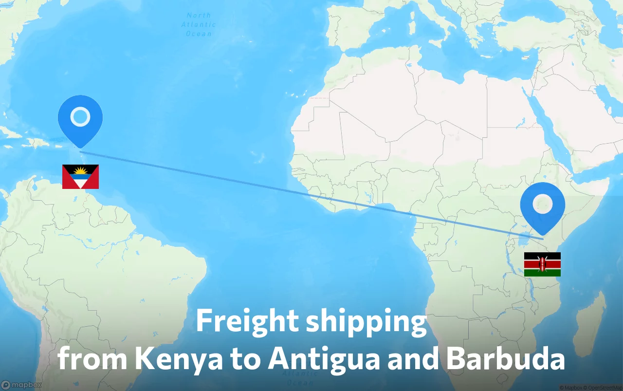 Shipping route from Kenya to Antigua and Barbuda