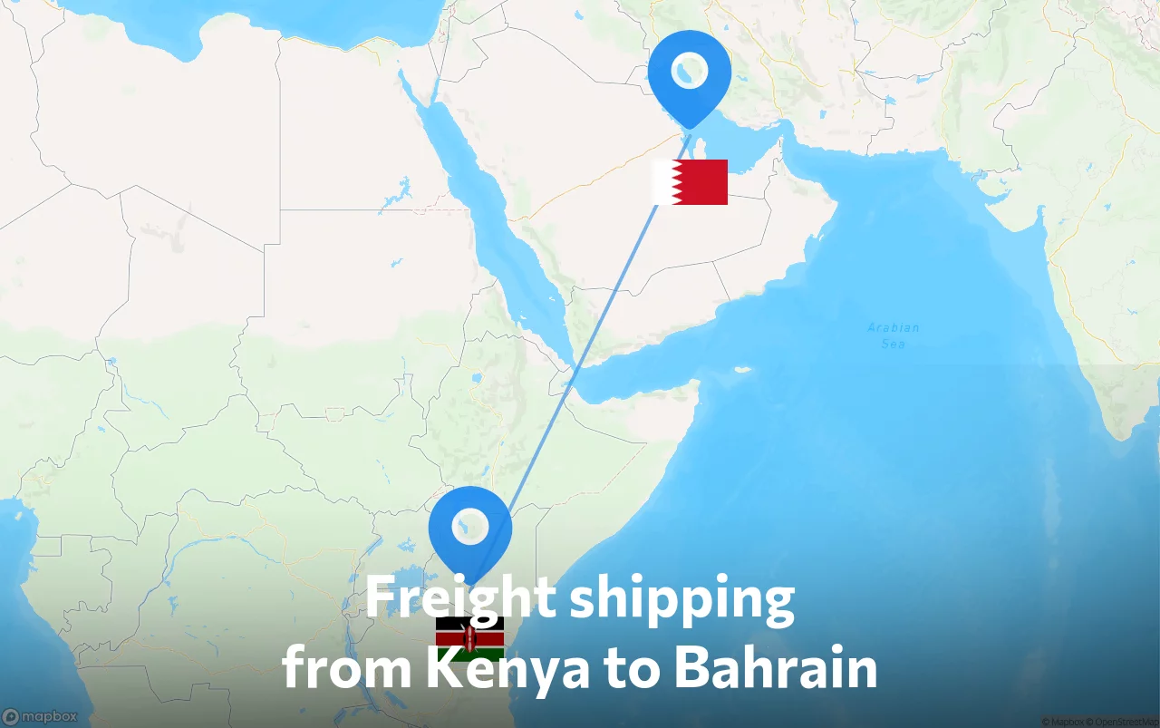 Shipping route from Kenya to Bahrain