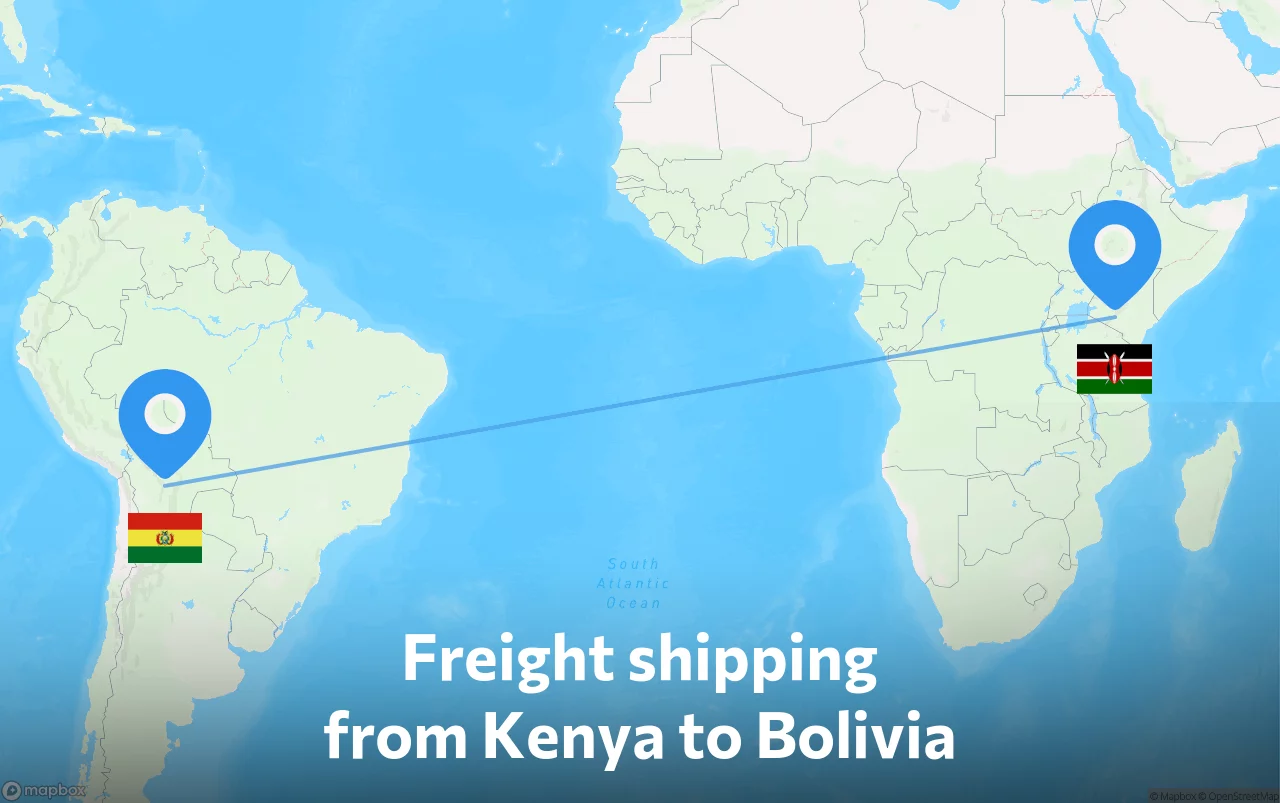 Shipping route from Kenya to Bolivia
