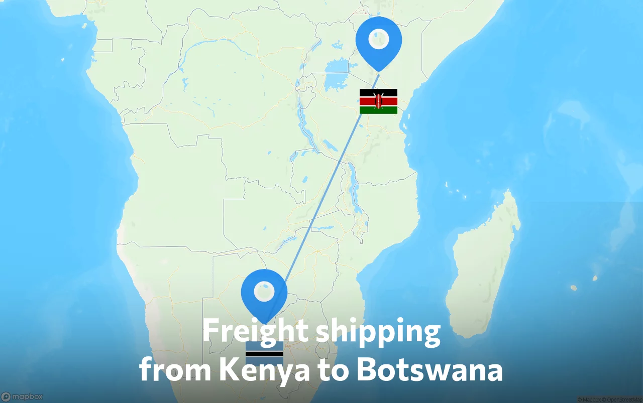 Shipping route from Kenya to Botswana