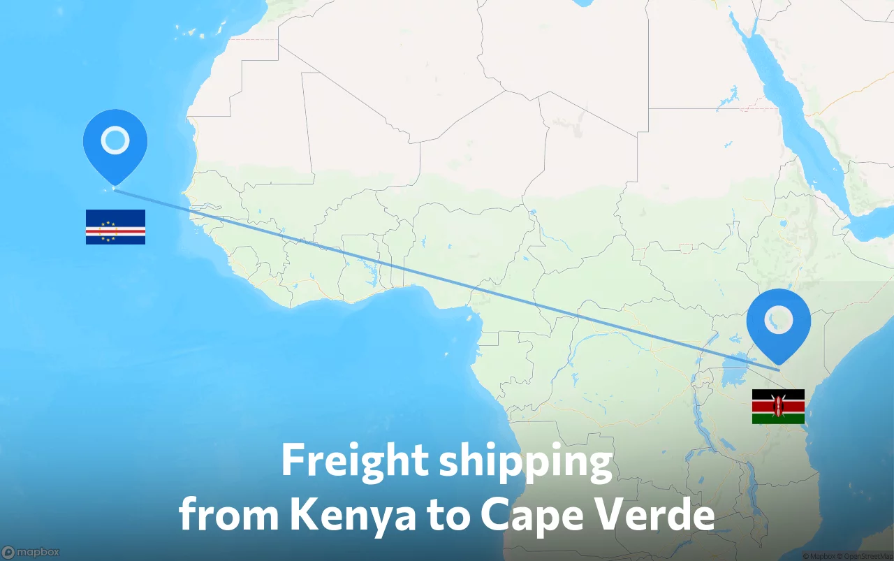Shipping route from Kenya to Cape Verde