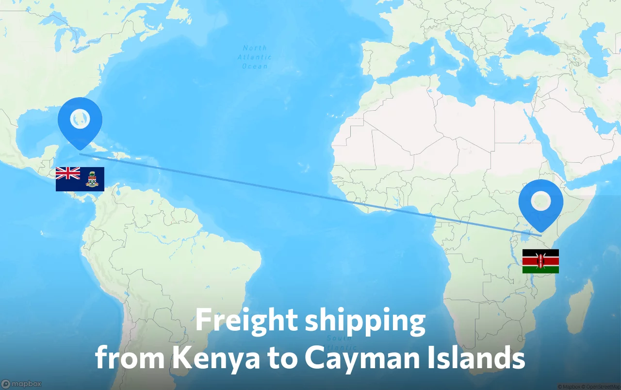 Shipping route from Kenya to Cayman Islands
