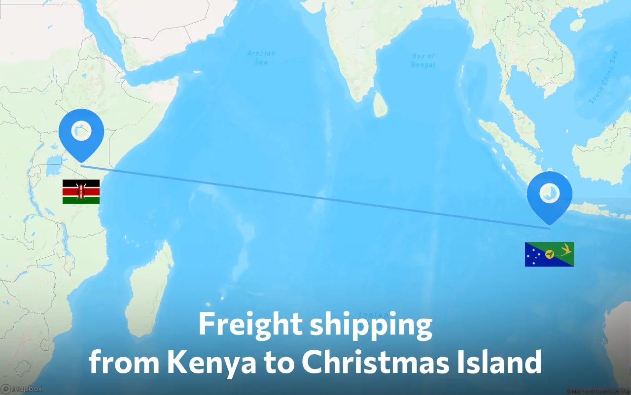 Shipping route from Kenya to Christmas Island
