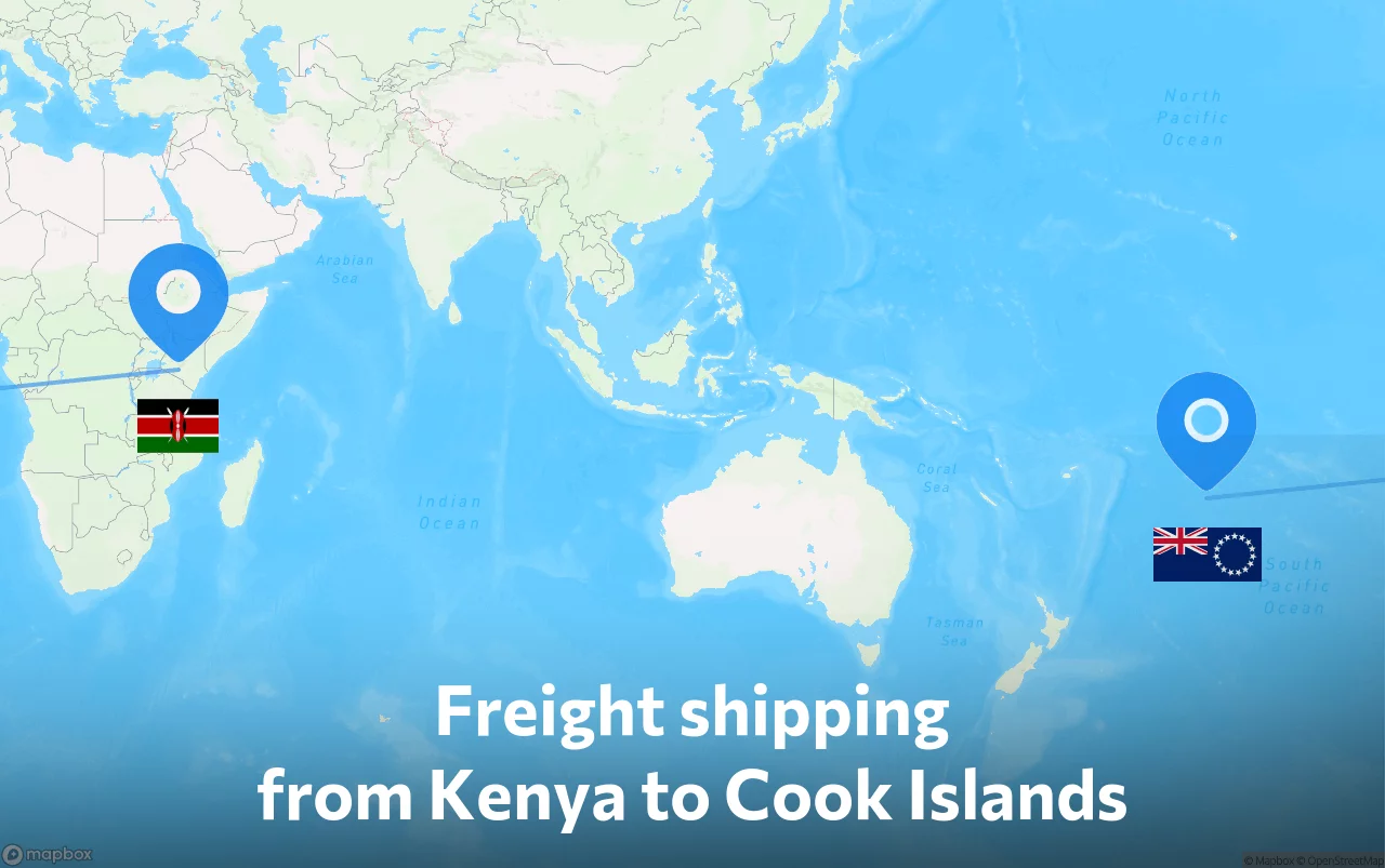 Shipping route from Kenya to Cook Islands