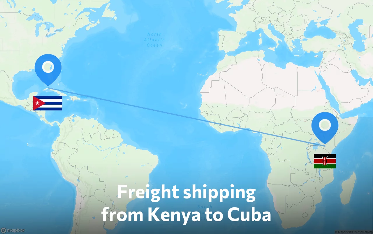 Shipping route from Kenya to Cuba