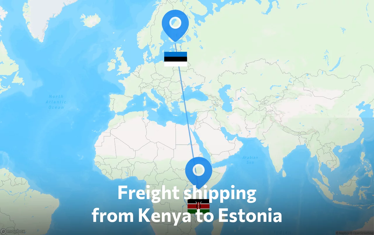 Shipping route from Kenya to Estonia