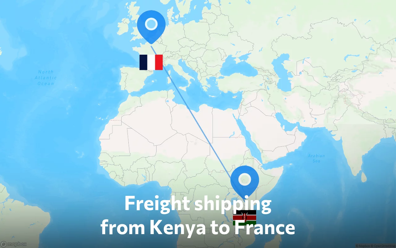 Shipping route from Kenya to France