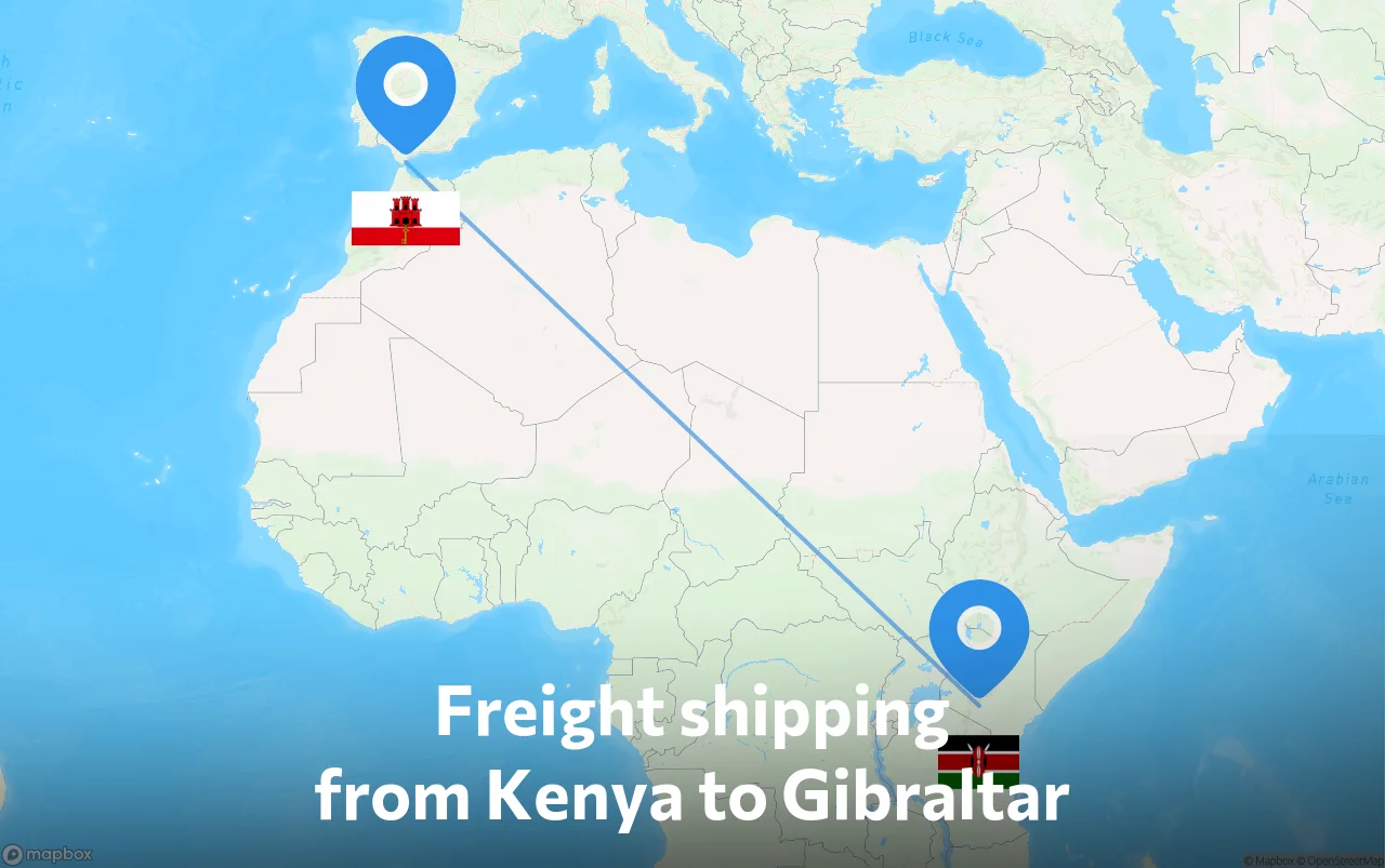 Shipping route from Kenya to Gibraltar