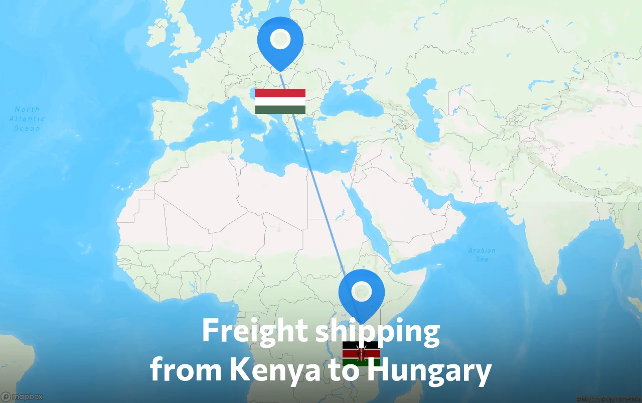 Shipping route from Kenya to Hungary
