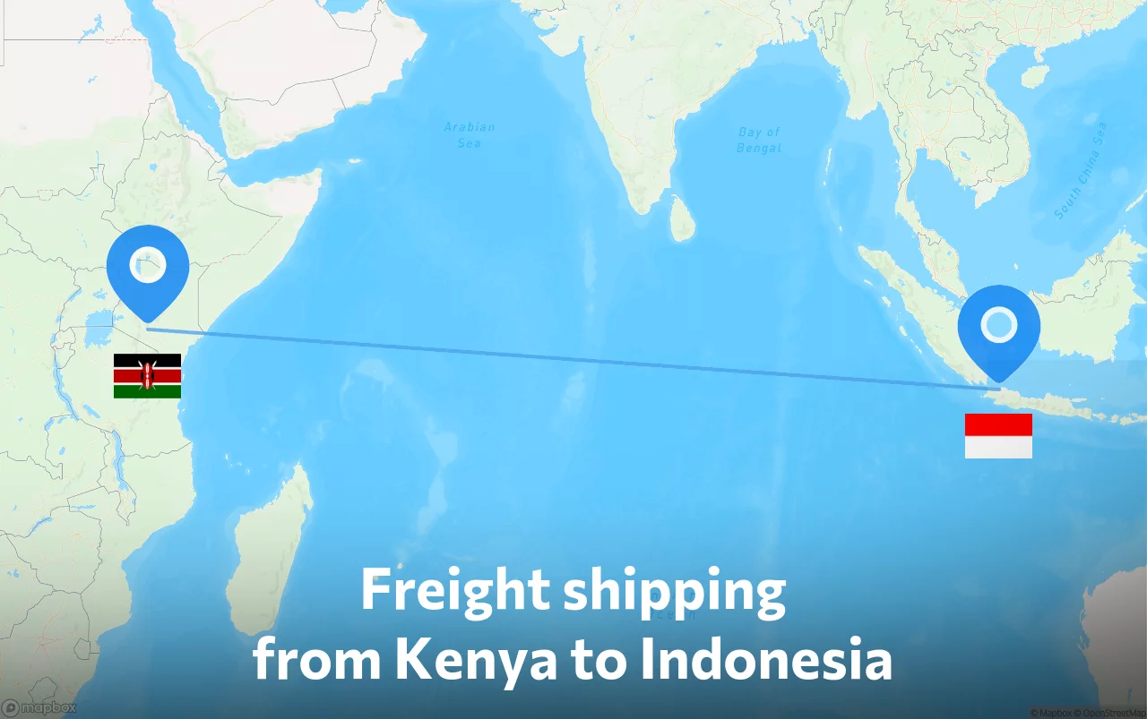 Shipping route from Kenya to Indonesia