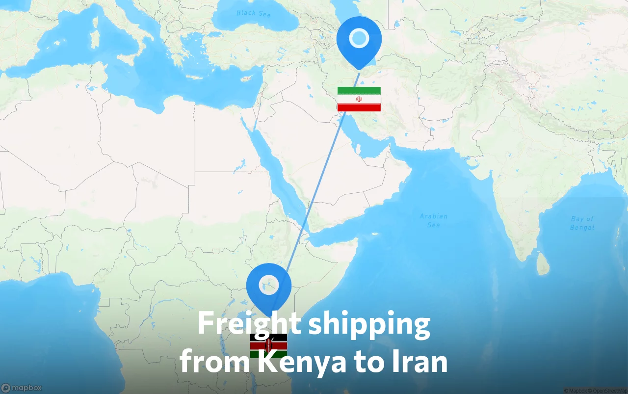 Shipping route from Kenya to Iran