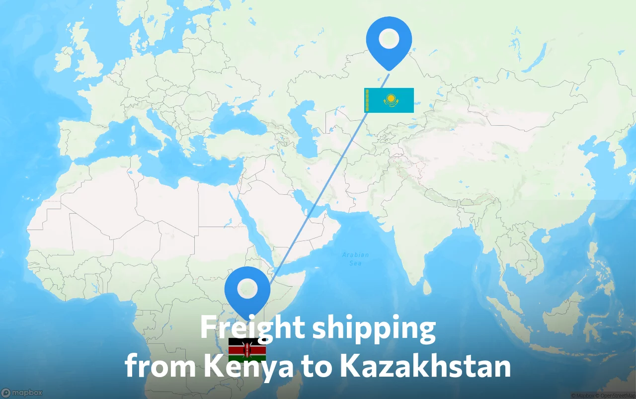 Shipping route from Kenya to Kazakhstan