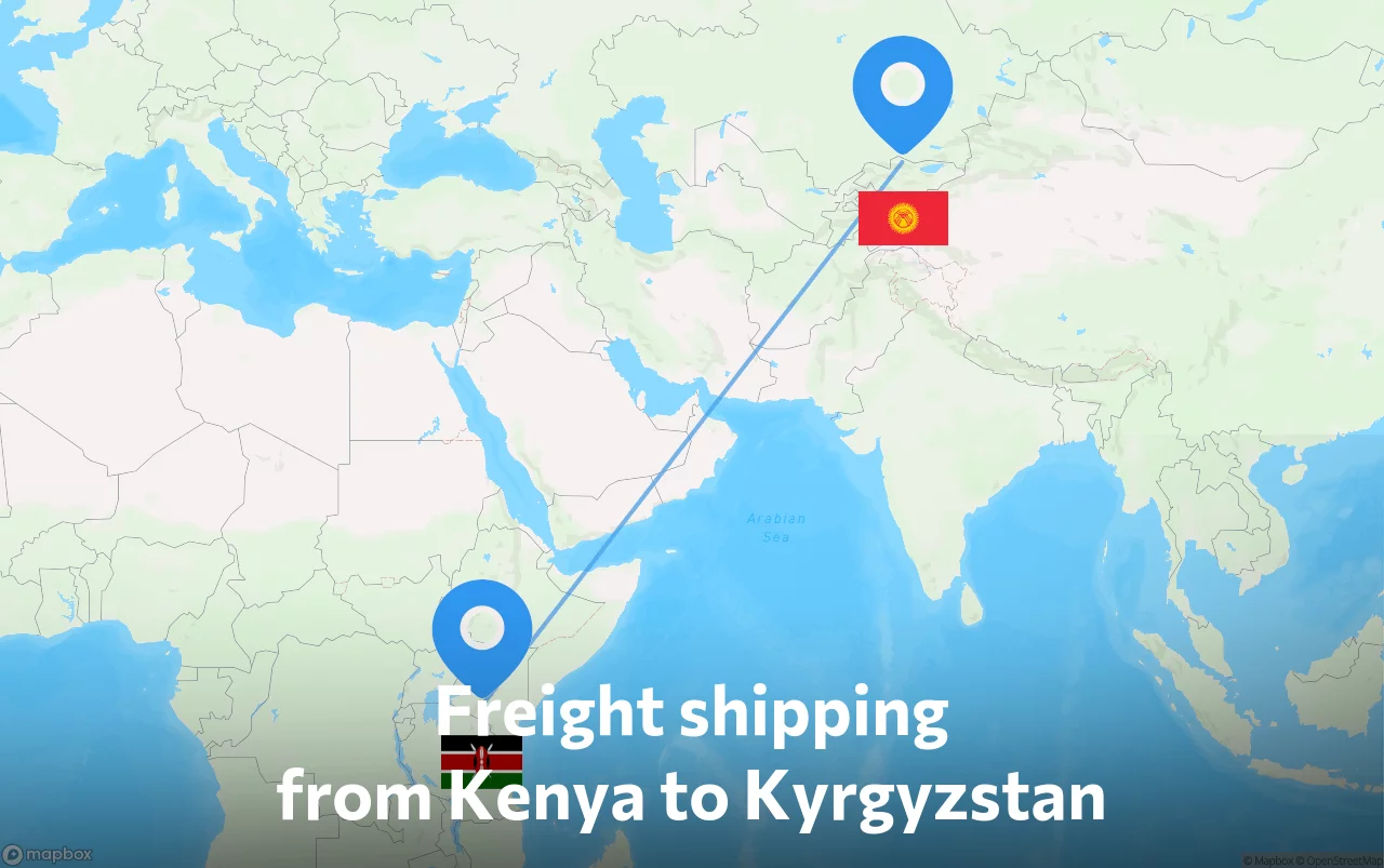 Shipping route from Kenya to Kyrgyzstan