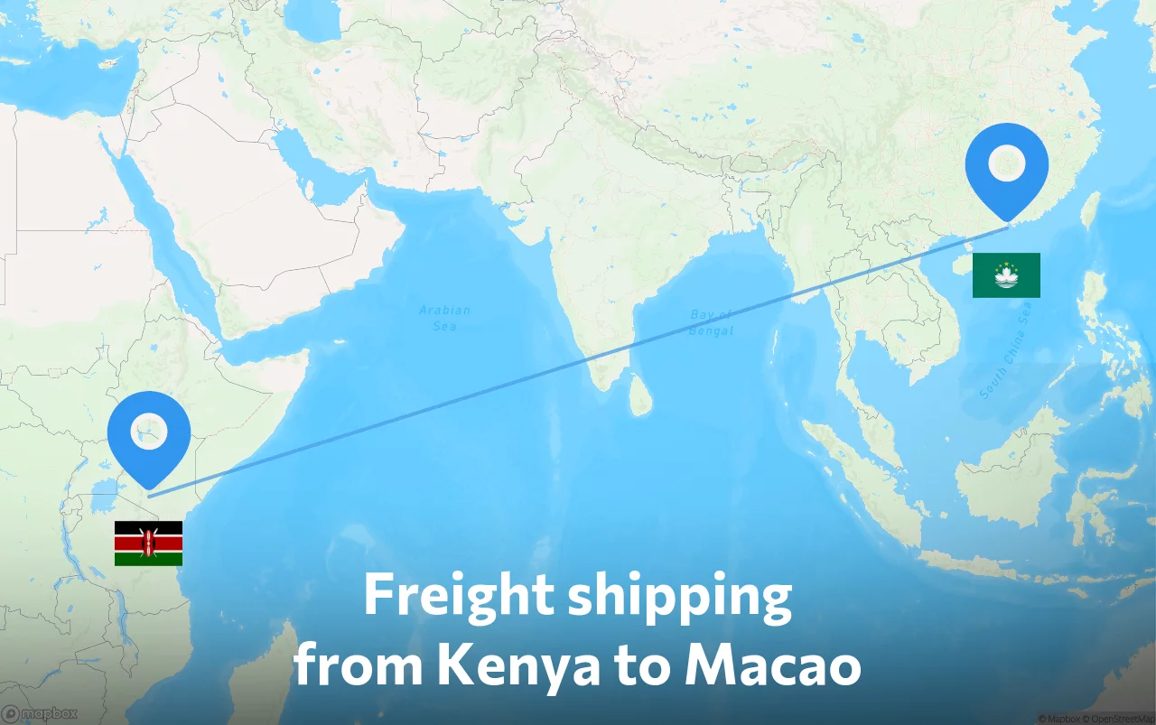 Shipping route from Kenya to Macao