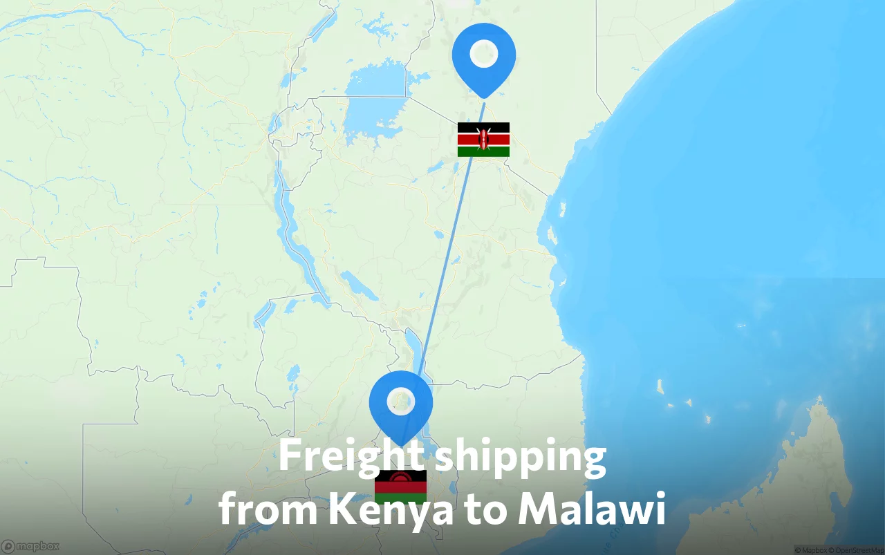 Shipping route from Kenya to Malawi