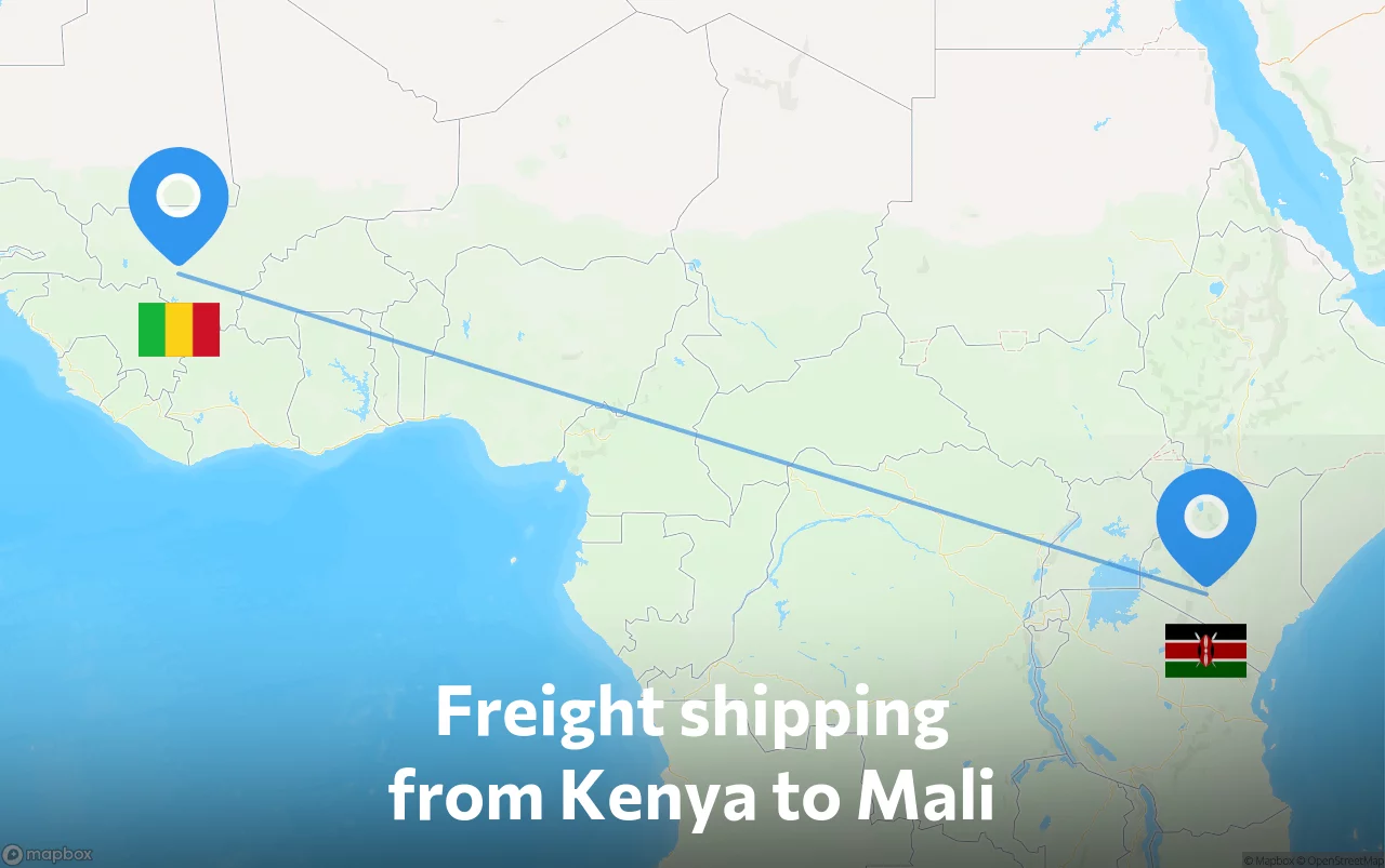 Shipping route from Kenya to Mali