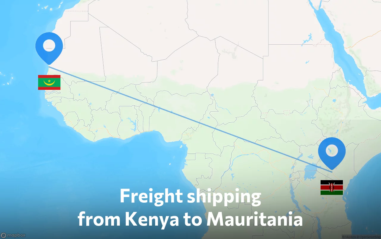 Shipping route from Kenya to Mauritania