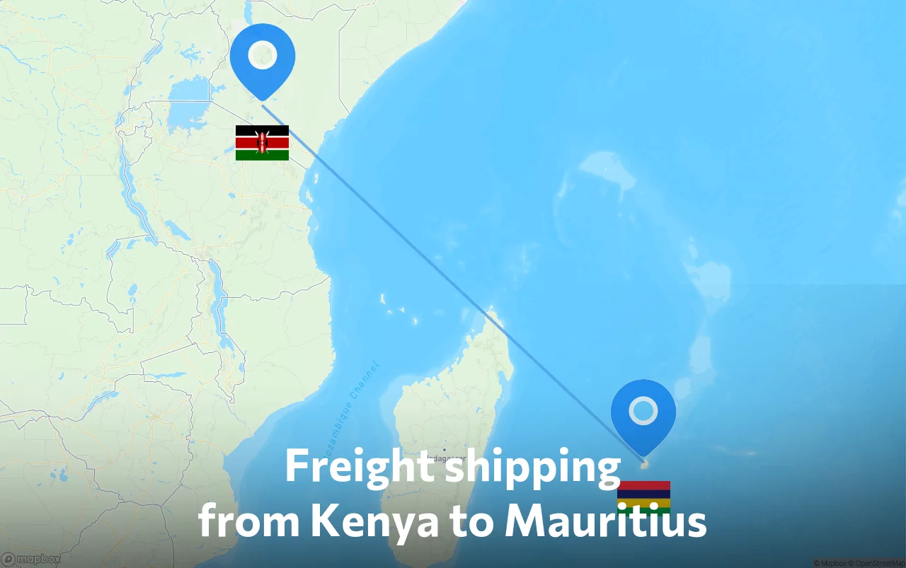 Shipping route from Kenya to Mauritius